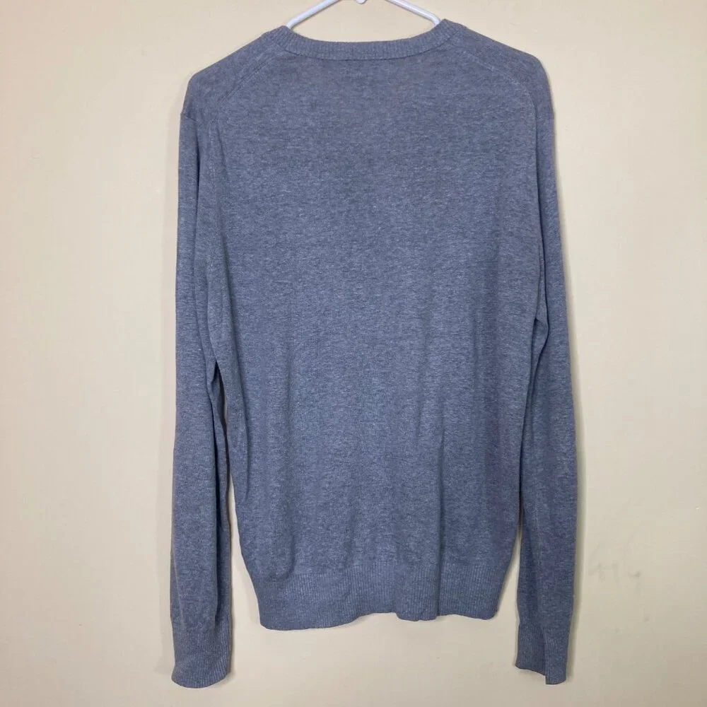 Banana Republic Sweater Mens Medium Silk Linen Gray Long Sleeve V-Neck Preppy